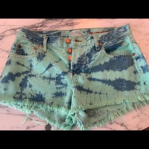 Alice & Olivia Denim Tie-Dye Shorts